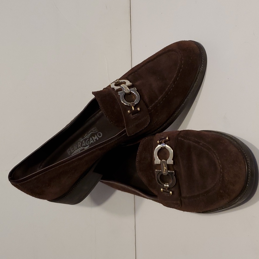 Salvatore Ferragamo Brown Suede Loafers Size 10B